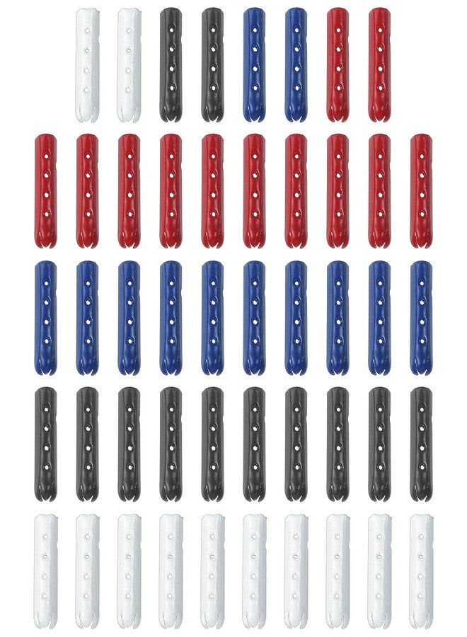 PATIKIL 48Pcs Shoelace Tips, Alloy 23mm Open Mouth Aglets Shoes Lace Cords End Tip Cap Replacement for DIY Clothes Strings, Red/Blue/White/Dark Gray - Image 1