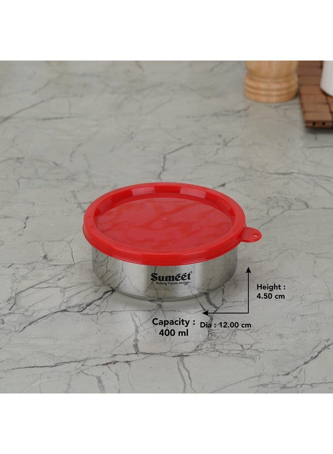 Sumeet Stainless Steel Airtight & Leak Proof Food Storage Container, 400ML, 12CM, Pack of 1PC, Silver - Image 3