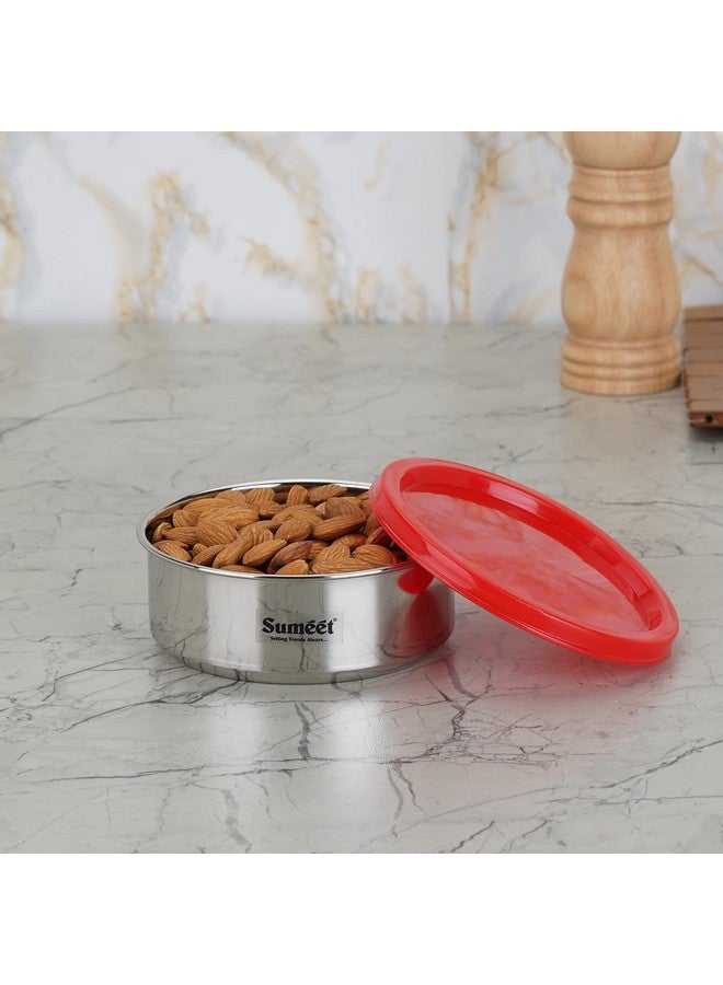 Sumeet Stainless Steel Airtight & Leak Proof Food Storage Container, 400ML, 12CM, Pack of 1PC, Silver - Image 2