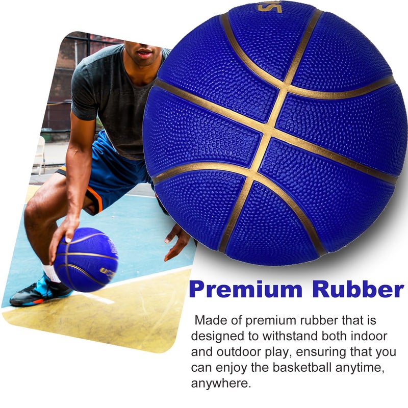 Senston 27.5''/29.5'' Outdoor Basketball Excellent Elasticity/Grip Rubber Basketballs with Pump, Durable Size 5/7 Men Basketball (Blue/Gold, 29.5''(Size 7)) - Image 4