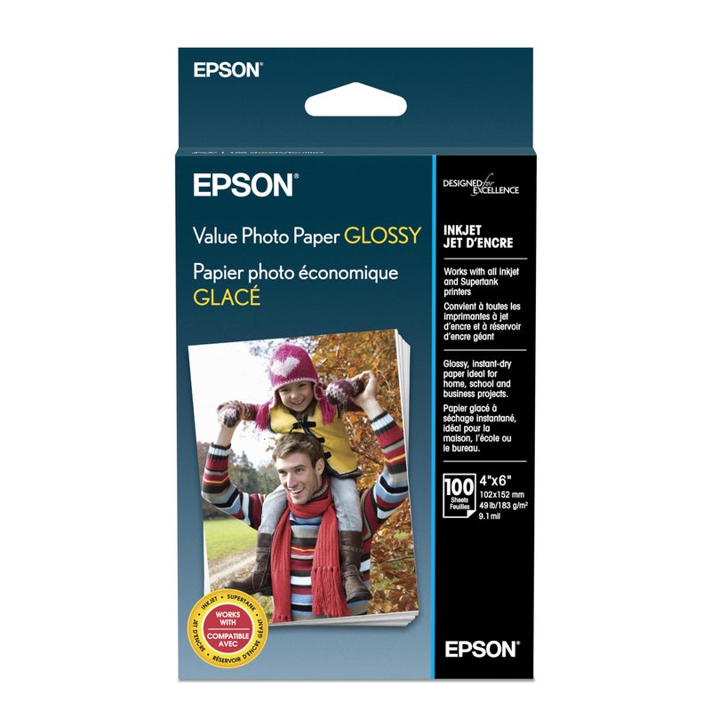 Epson Value Photo Paper Glossy, 4"x6", 100 Sheets (S400034) - Image 1