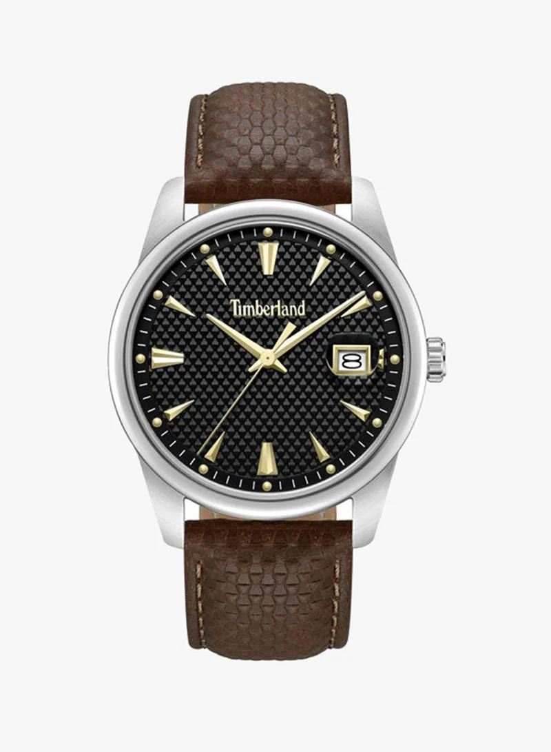 Timberland Jahscepi Black Dial Leather Strap Analog Watch for Men, 42mm