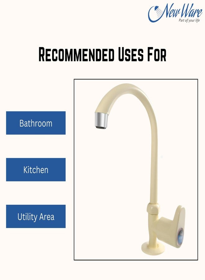 NEW WARE PVC Swan Neck Tap with Big Neck & Wall Flange | Plastic Sink Cock for Kitchen, Bathroom & Wash Basin - Image 3