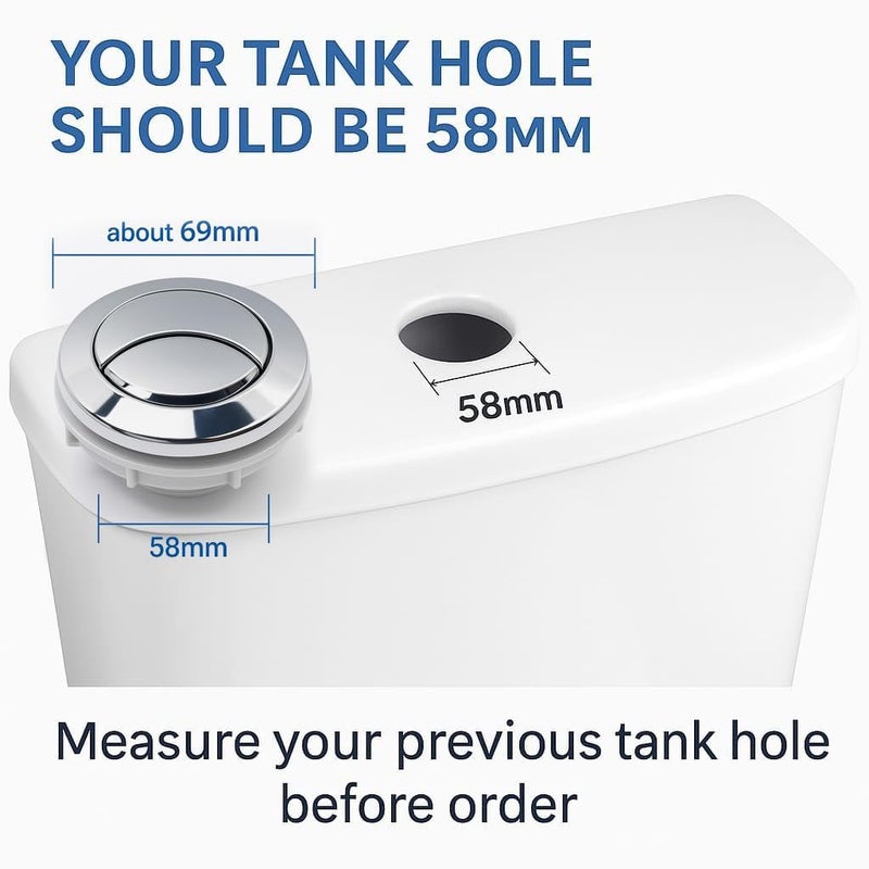 MASTER BATH زر دفع مزدوج لخزان مياه المرحاض، زر تصريف خزان المرحاض، زر دائري قابل للاستبدال 58 مم - Image 2