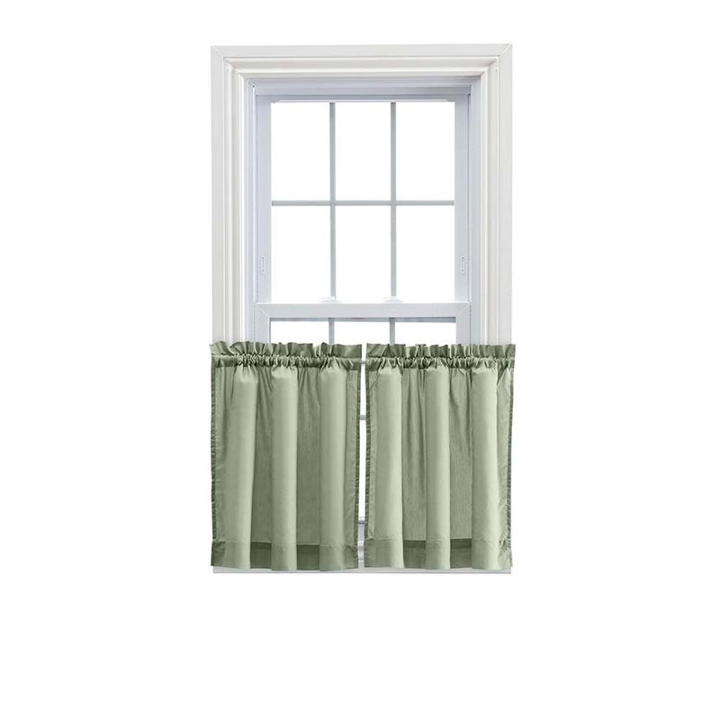 Ellis Curtain Stacey Sheer Tailored Tier Pair Curtains 56 x 24 Sage