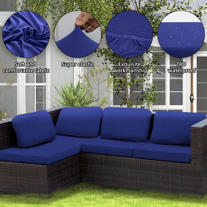 SUKAIKEQA Outdoor Cushion Covers Set,8PCS Waterproof Patio Furniture Couch Seat Slipcovers, Replacement for Sofa Sectional Chair(Coverï¼ŒOnly) - Image 3