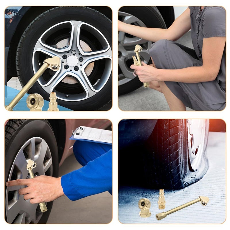 Heavy Duty 1 4 Inch Air Chuck Set 4pcs Copper Quick Connect Tire Inflator Tips with Swivel Hose - Image 4