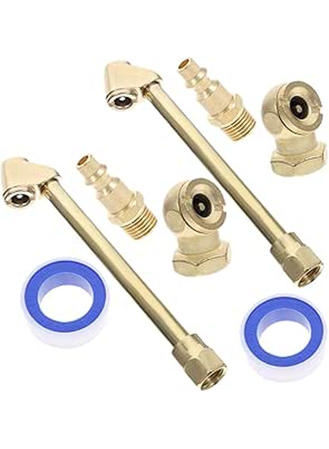 Heavy Duty 1 4 Inch Air Chuck Set 4pcs Copper Quick Connect Tire Inflator Tips with Swivel Hose - Image 1