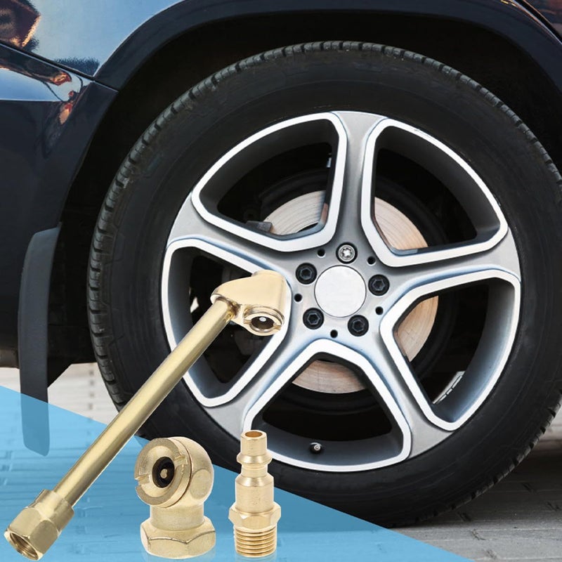 Heavy Duty 1 4 Inch Air Chuck Set 4pcs Copper Quick Connect Tire Inflator Tips with Swivel Hose - Image 5