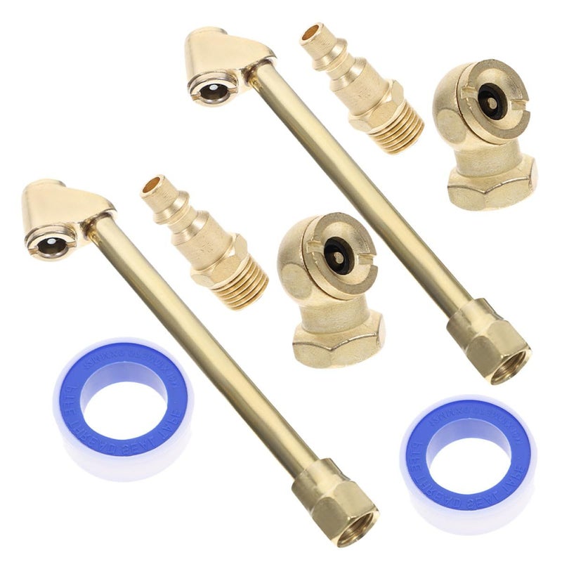 Heavy Duty 1 4 Inch Air Chuck Set 4pcs Copper Quick Connect Tire Inflator Tips with Swivel Hose - Image 2