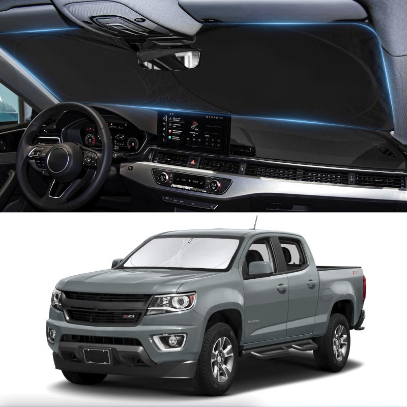 BOODANCARS for Chevy Colorado 2026 Windshield Sun Shade Sunshade for Chevrolet Colorado 20152023 2024 2025 Truck Accessories Windshield Cover 210T Reflective Front Window Protector Blocks UV Car Sun Visor - Image 3