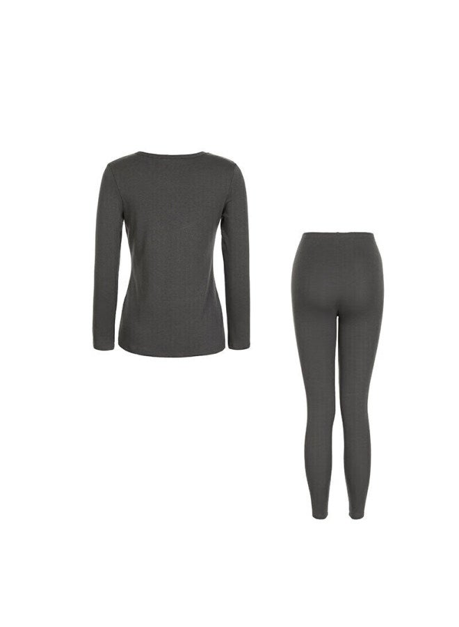 Aimer Women's Thermal Underwear Set Long Sleeve Crew Neck Top And Bottom Autumn Base Layer - Image 1