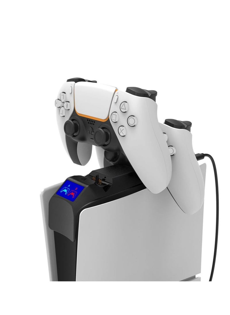 Controller Charging Dock Station for PS5 & PS5Slim Controller Fast Dual Controller Charger with LED Indicator Storage Stand Applicable with PS5Slim Console - Image 3