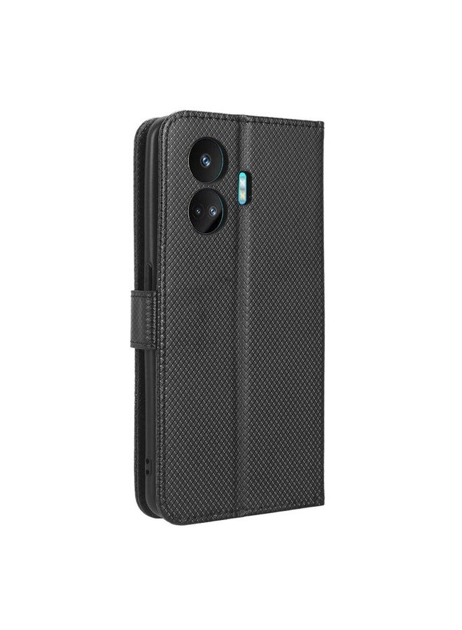 HuHa Case Cover For Realme GT Neo5 SE Diamond Texture Leather Phone Case(Black) - Image 3