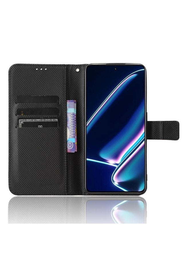 HuHa Case Cover For Realme GT Neo5 SE Diamond Texture Leather Phone Case(Black) - Image 4