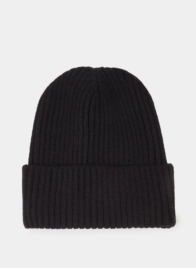 ستايلي Black Ribbed Knit Beanie