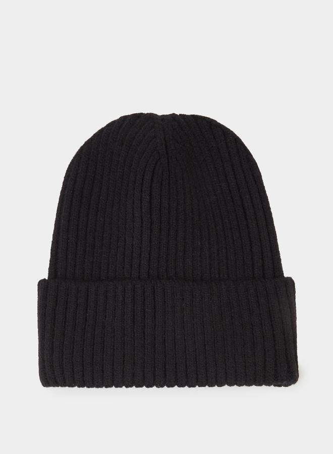 Styli Black Ribbed Knit Beanie - Image 1