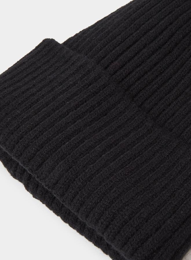 Styli Black Ribbed Knit Beanie - Image 4