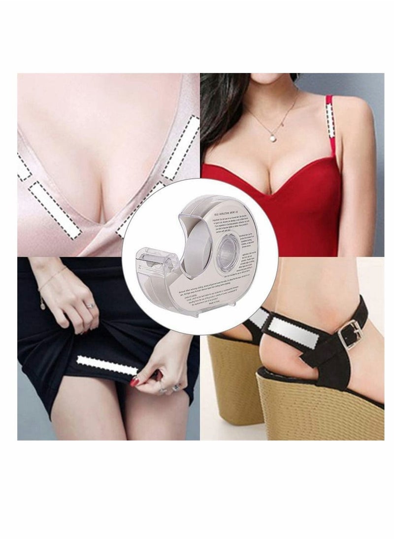 Double Sided Clothing Tape, Clear Fabric Strong Lingerie Tape Body and Fashion Boob for Clothes Dress Bra, (1+4 Set)