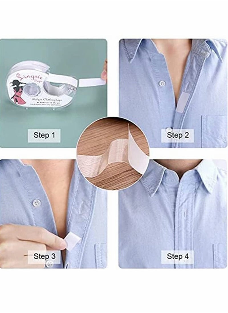 Double Sided Clothing Tape, Clear Fabric Strong Lingerie Tape Body and Fashion Boob for Clothes Dress Bra, (1+4 Set)