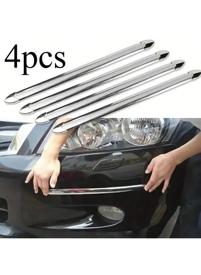 4Pcs Silvery SUV Edge Anti Collision Strips Protect Bumper from Scratches - Image 1