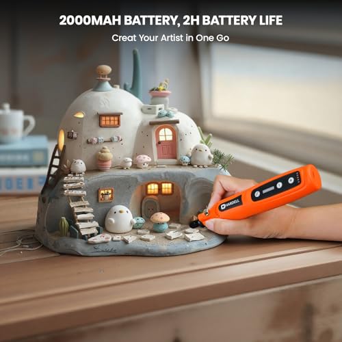 HARDELL Mini Cordless Rotary Tool 4V 5Speed Rotary Tool Kit with 30 AccessoriesTypeC Charging DIY Craft Tool for Engraving Sanding Polishing Drilling GrindingBlack Orange - Image 3