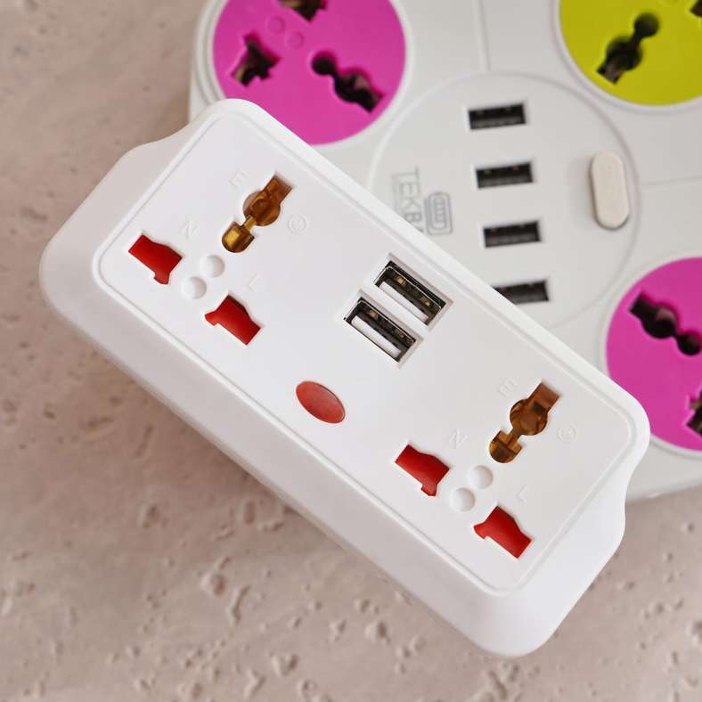 Pan Home Universal Travel Adaptor with 2 USB Ports - White