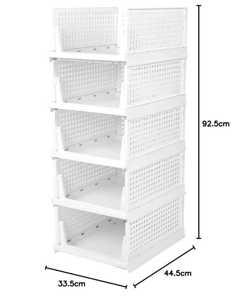 Leaffybezz Plastic Multipurpose Cloth Organizer For Wardrobe Storage RackCupboard For ClothesStorage Box For ClothesWardrobe Drawer Organizer 5 Layer - Image 3