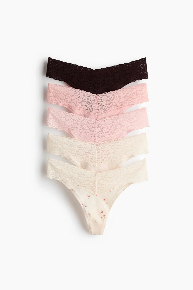 H&M 5-pack lace thong briefs