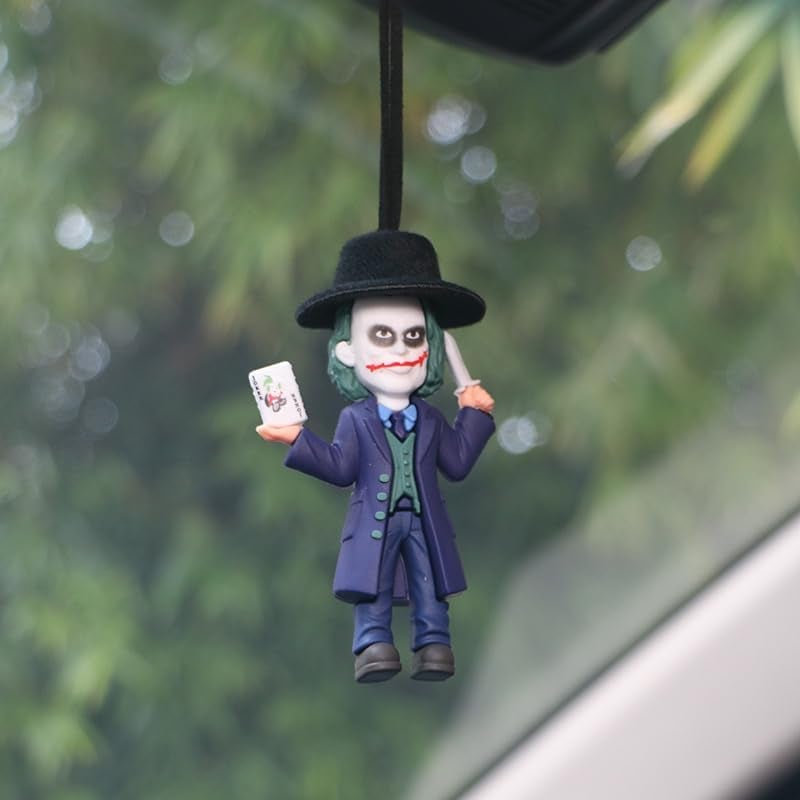 YOURKARTS.COM YOURKARTS Comic Villain Upside Down Hanging Car Ornament Unique Dashboard Toy Quirky Interior Car Decoration Gift Idea for Fans Collectible PVC Figure for Mirror (Hanging Joker with Knife) - Image 1