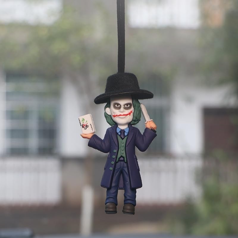 YOURKARTS.COM YOURKARTS Comic Villain Upside Down Hanging Car Ornament Unique Dashboard Toy Quirky Interior Car Decoration Gift Idea for Fans Collectible PVC Figure for Mirror (Hanging Joker with Knife) - Image 2