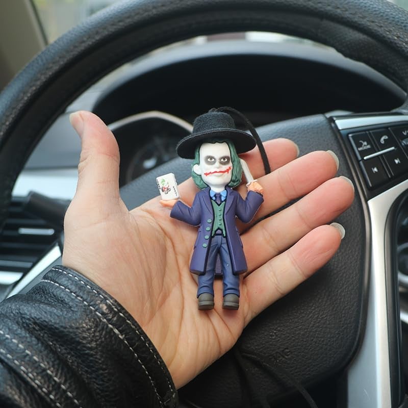 YOURKARTS.COM YOURKARTS Comic Villain Upside Down Hanging Car Ornament Unique Dashboard Toy Quirky Interior Car Decoration Gift Idea for Fans Collectible PVC Figure for Mirror (Hanging Joker with Knife) - Image 5