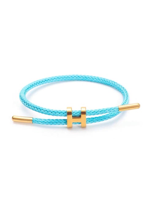 Stainless Steel Twisted Paracord String Bracelet Baby Blue