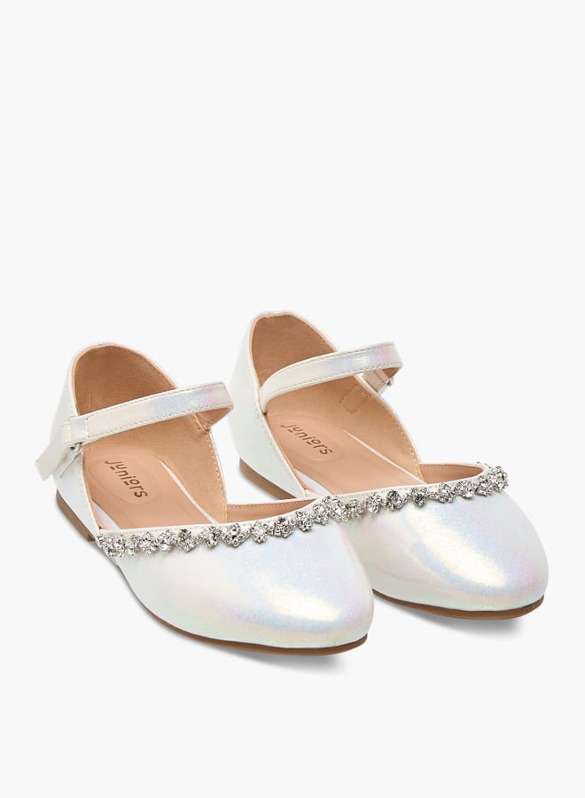 JUNIORS Girls Embellished Closed Toe Shoes with Hook and Loop Closure - Image 3
