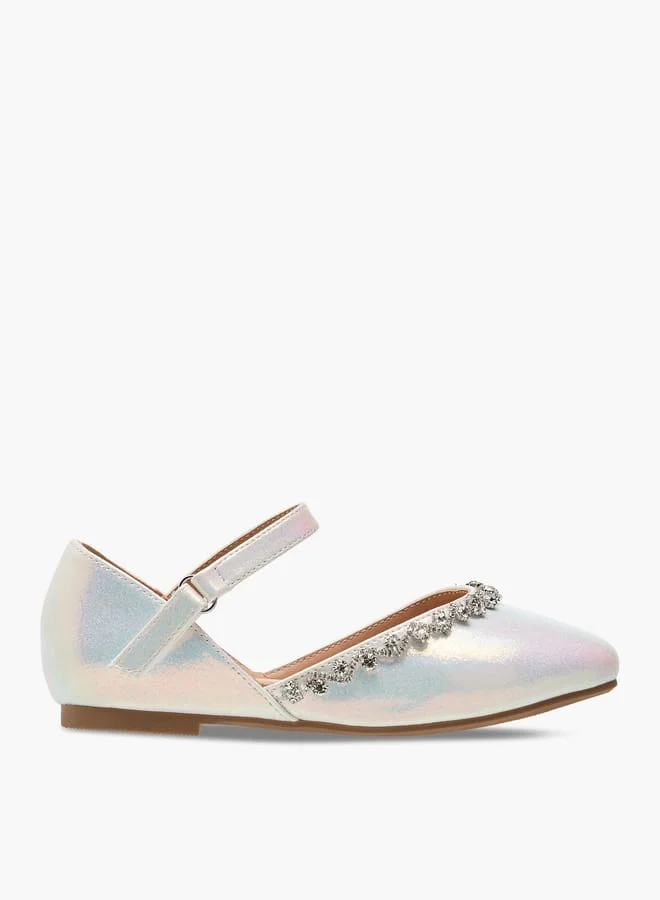 JUNIORS Girls Embellished Closed Toe Shoes with Hook and Loop Closure