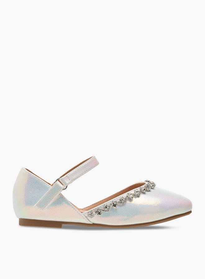 JUNIORS Girls Embellished Closed Toe Shoes with Hook and Loop Closure - Image 1