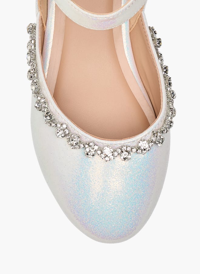 JUNIORS Girls Embellished Closed Toe Shoes with Hook and Loop Closure - Image 4