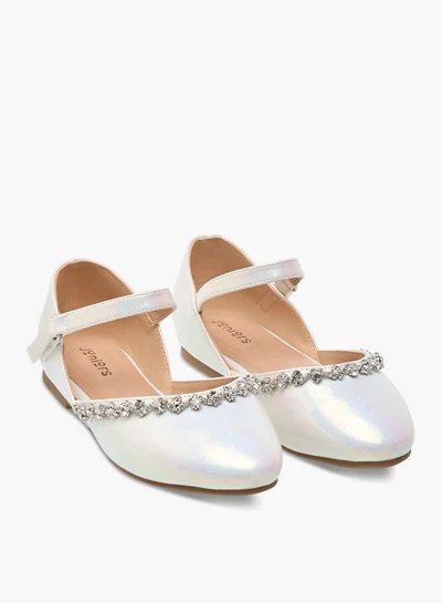 JUNIORS Girls Embellished Closed Toe Shoes with Hook and Loop Closure