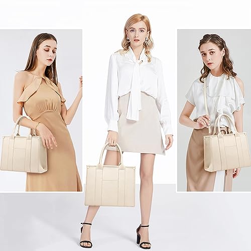 COCIFER The Tote Bag Crossbody Purses for Women Shoulder Bag Handbags PU Leather Top Handle Bags with zipper (Beige) - Image 4
