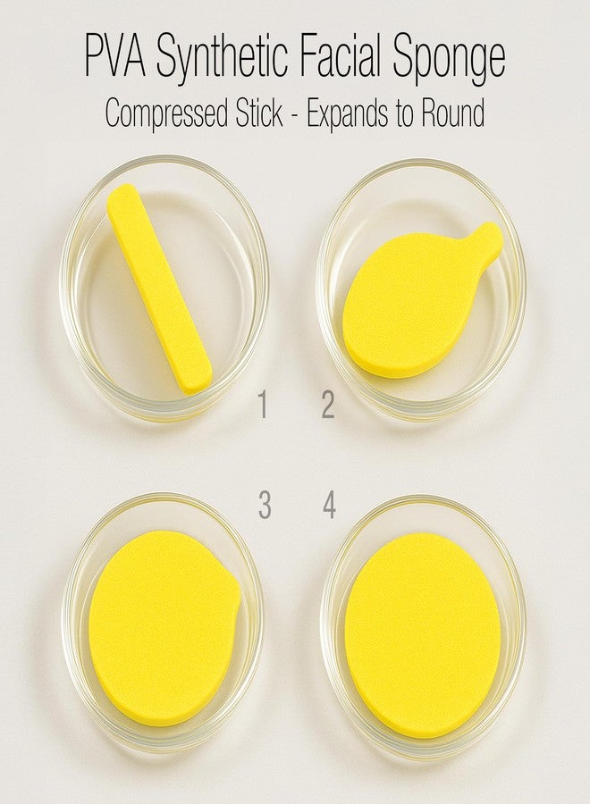 APPEARUS Facial Sponges 60 Pack - Compressed PVA Face Sponges for Deep Cleansing, Exfoliating, Makeup Removal, for Sensitive Skin - Disposable Cosmetic Spa Round Sponge with Stick Shape - Image 4