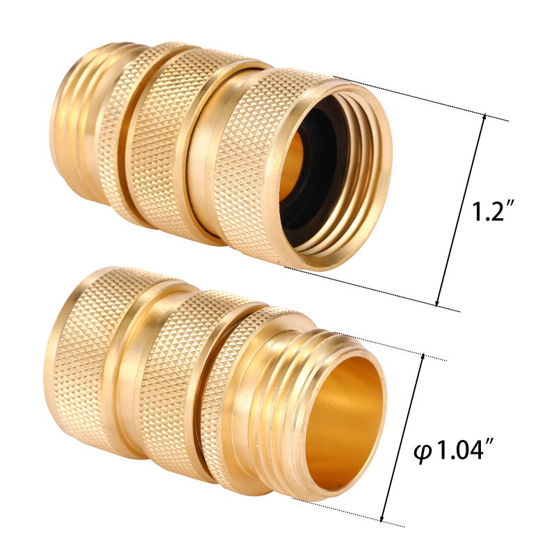 Sanpaint 3/4 Inch Brass Garden Hose Fitting Quick Connector Male and Female Set, 2 Set - Image 2