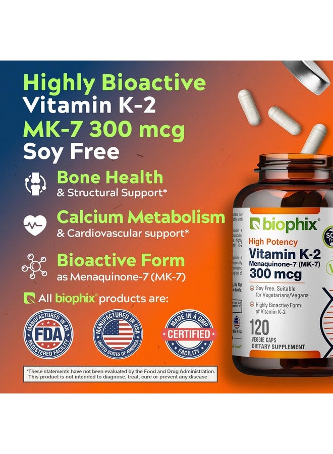 biophix بيوفكس فيتامين K2 MK-7 300 ميكروغرام، 120 كبسولة نباتية - مكمل عالي الفعالية لقوة العظام وصحة المناعة - Image 5