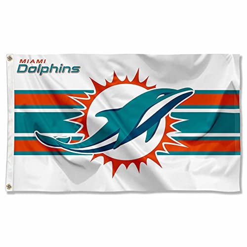WinCraft Miami Dolphins White Flag Outdoor Indoor 3x5 Foot Banner - Image 1
