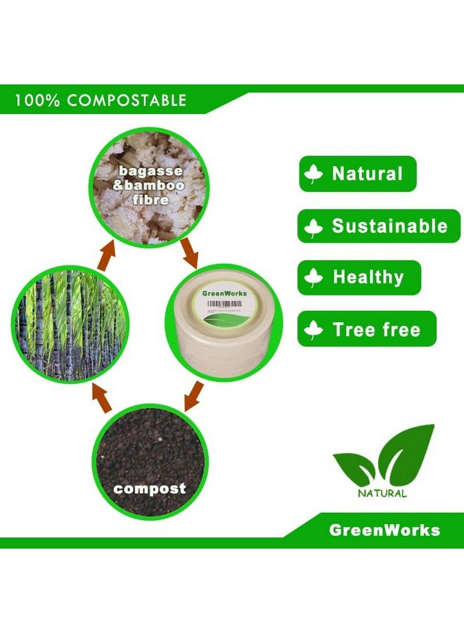 GreenWorks 7 inch and 9 inch Compostable Plates (each 50 Count), 100 Count Unbleached Disposable Paper Plates - Image 4