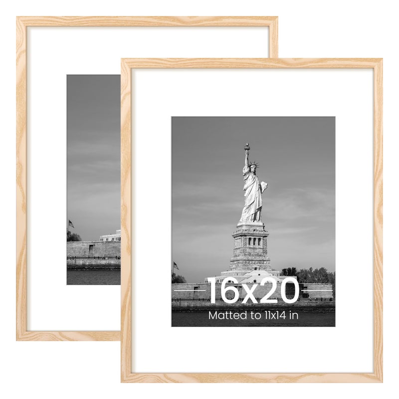 إطار صور ENJOYBASICS 16x20 عرض ملصق 11x14 مع مات أو 16x20 بدون إطار صور جاليري حائط طبيعي 2 عبوة