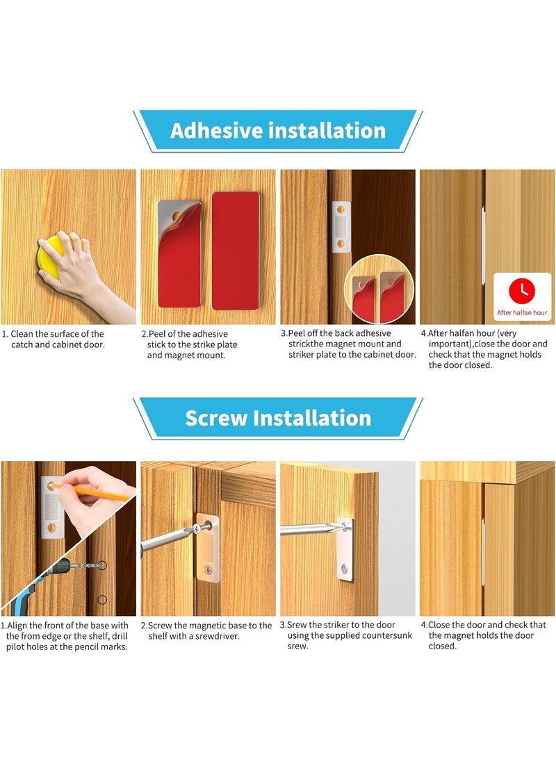 ZAEGO ZAEGO 8 PCS Cabinet Magnetic Catch Ultra Thin Magnetic Door Catch Adhesive Drawer Magnet Catch for Kitchen Door Closet Drawer Magnetic  - Image 4