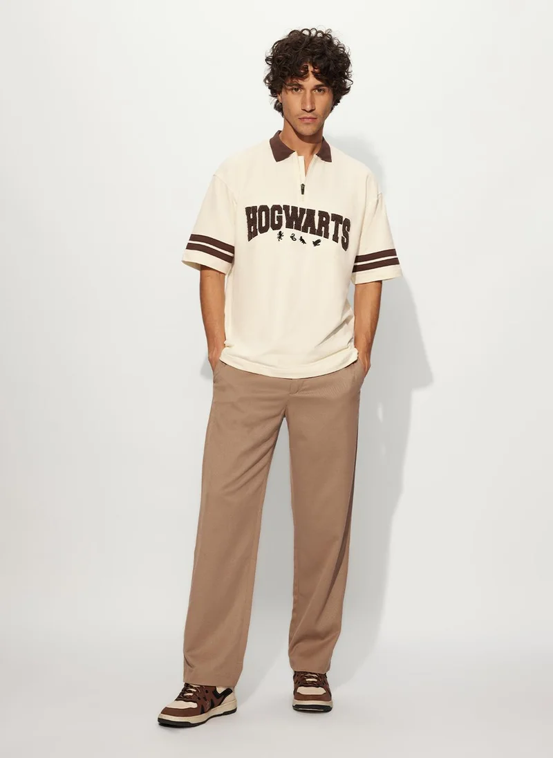 The Souled Store The Souled Store Men Harry Potter White Printed Oversized Polos