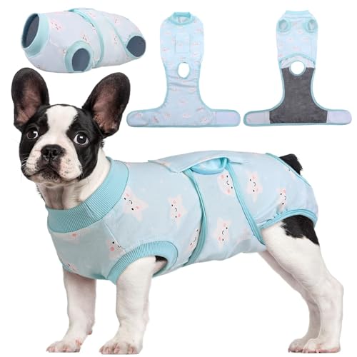 Kuoser Recovery Suit for Dogs Cats After Surgery, Professional Pet Recovery Shirt Dog Abdominal Wounds Bandages, Substitute E-Collar & Cone,Prevent Licking Dog Onesies Pet Surgery Recovery Suit - Image 1