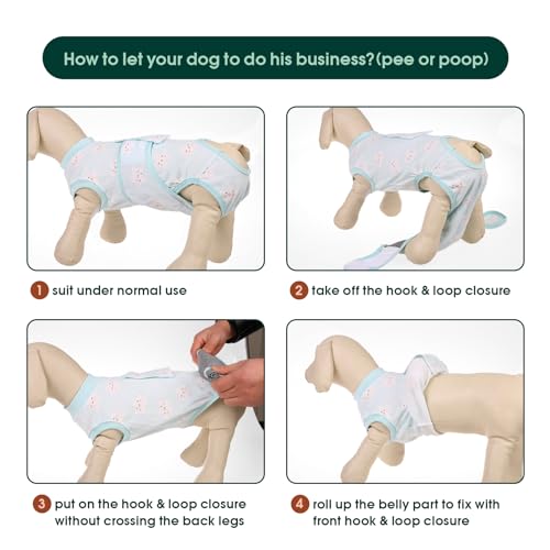 Kuoser Recovery Suit for Dogs Cats After Surgery, Professional Pet Recovery Shirt Dog Abdominal Wounds Bandages, Substitute E-Collar & Cone,Prevent Licking Dog Onesies Pet Surgery Recovery Suit - Image 4