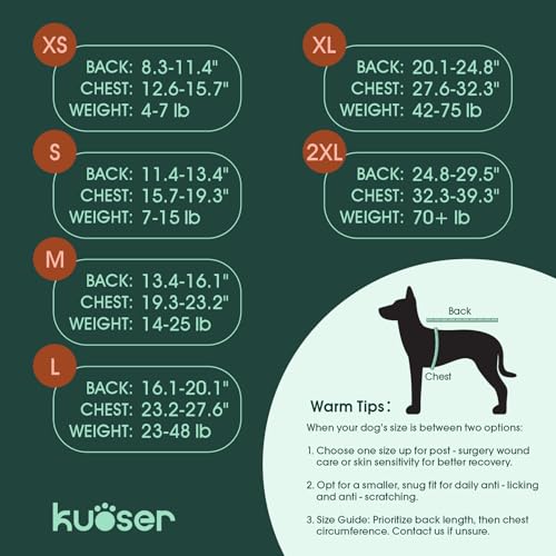 Kuoser Recovery Suit for Dogs Cats After Surgery, Professional Pet Recovery Shirt Dog Abdominal Wounds Bandages, Substitute E-Collar & Cone,Prevent Licking Dog Onesies Pet Surgery Recovery Suit - Image 2